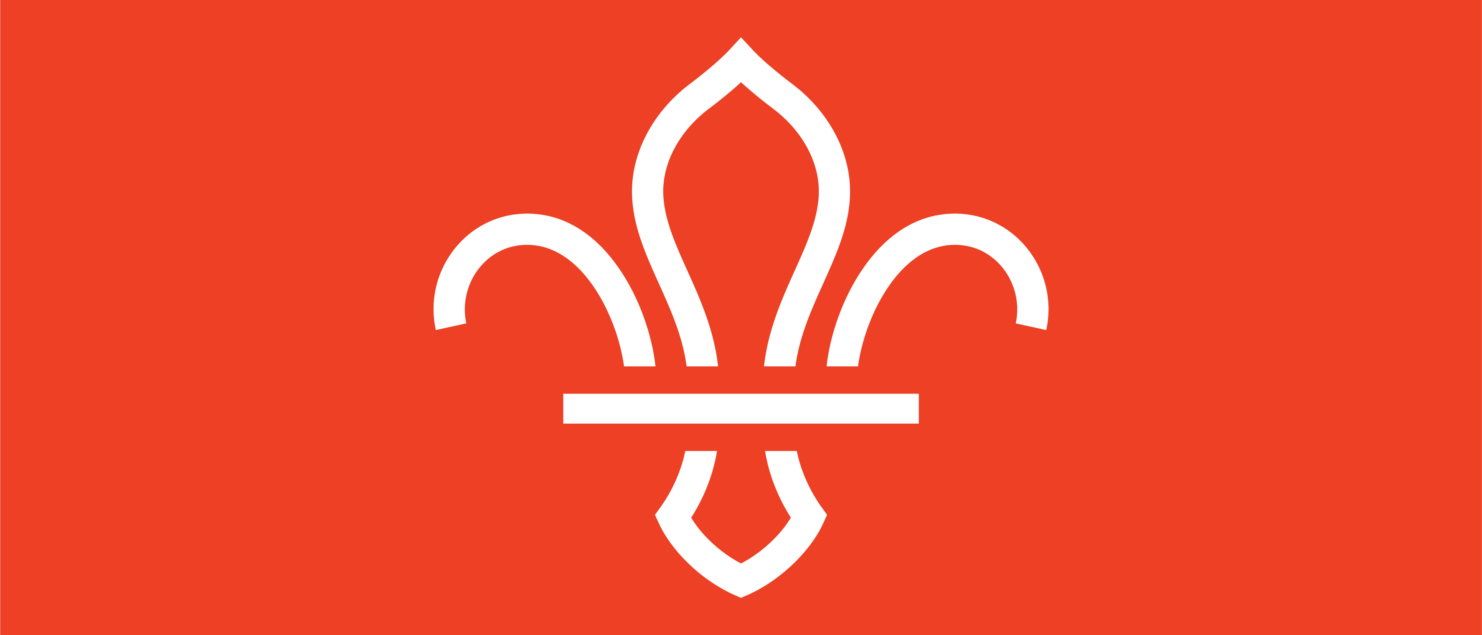 fleur de lis logo with red background