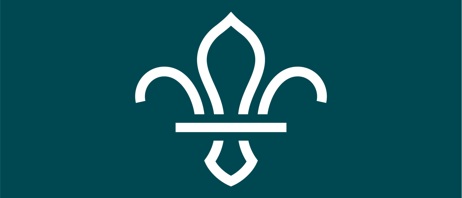 fleur de lis logo with dark green background